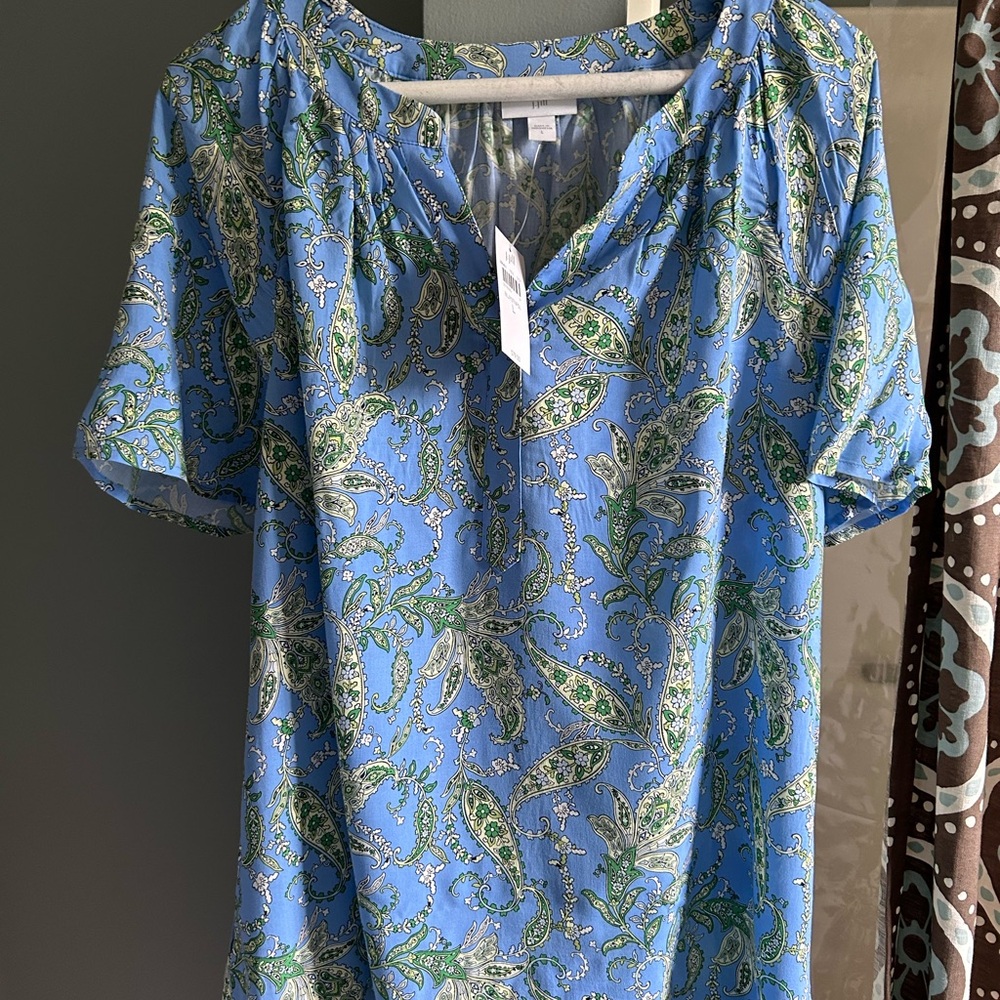 J Jill Blue and Green Paisley Women's Top